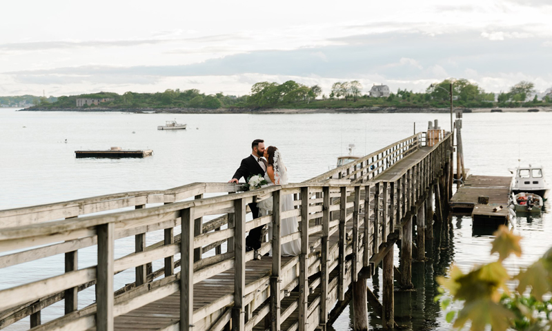 Wedding Couple on Peaks Island. Photo Credit: His and Hers Creative Wedding Couple on Peaks Island. Photo Credit: His and Hers Creative