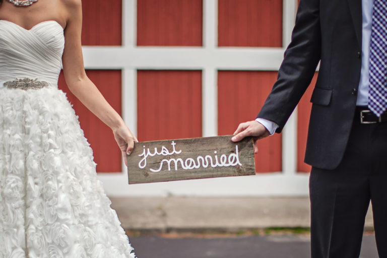 Just Married Sign. Photo credited to Cuppa Photography Just Married Sign. Photo credited to Cuppa Photography