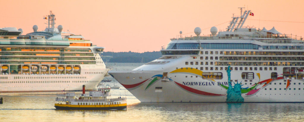Cruise Ships Passing by Commuter Ferry in Casco Bay, Photo Credit: Corey Templeton Cruise Ships Passing by Commuter Ferry in Casco Bay, Photo Credit: Corey Templeton