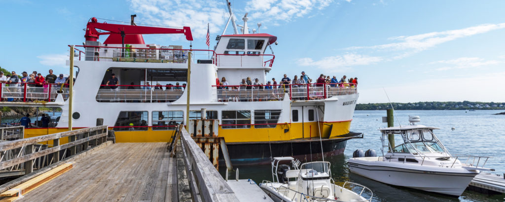 Casco Bay Lines Commuter Ferry Docking on Island, Photo Credit: CFW Photography Casco Bay Lines Commuter Ferry Docking on Island, Photo Credit: CFW Photography