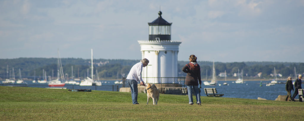 Lighthouse with Couple and Dog Lighthouse with Couple and Dog