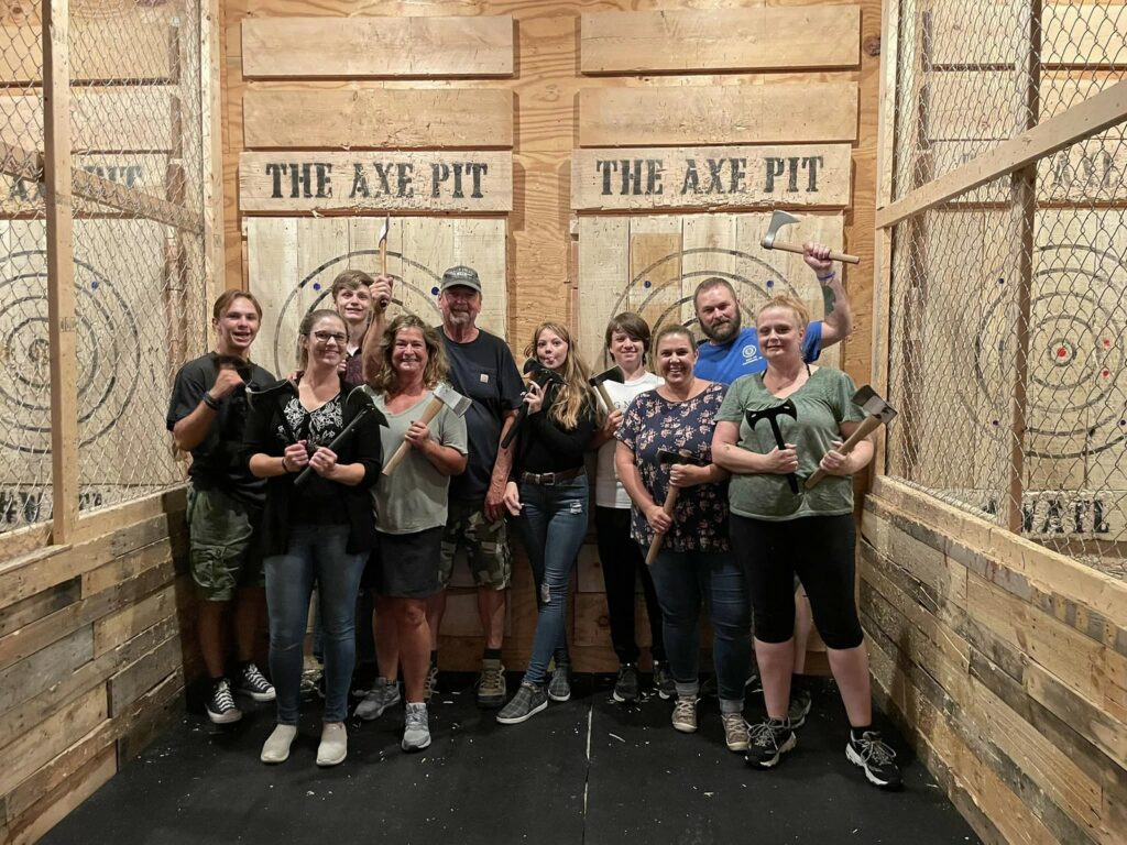 Group at The Axe Pit. Photo Credit: The Axe Pit Group at The Axe Pit. Photo Credit: The Axe Pit