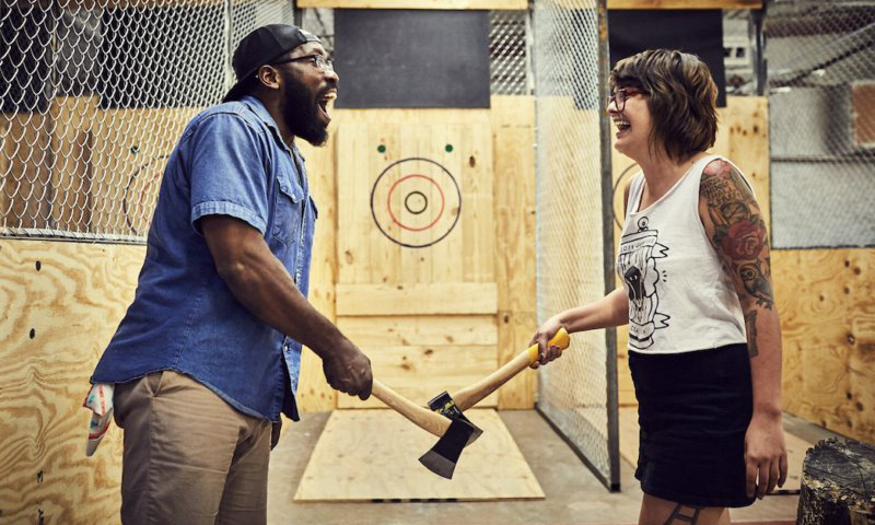 Axe Throwing, Photo Courtesy of the Axe Pit Axe Throwing, Photo Courtesy of the Axe Pit