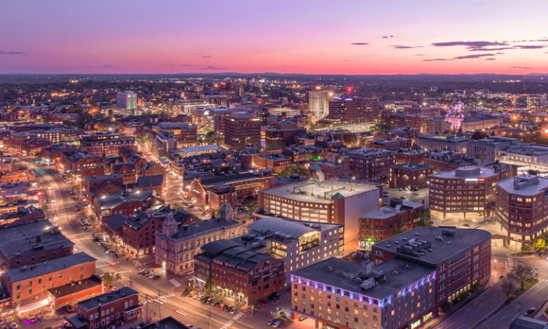 Portland Cityscape Drone at Night, Photography by Peter G. Morneau Portland Cityscape Drone at Night, Photography by Peter G. Morneau