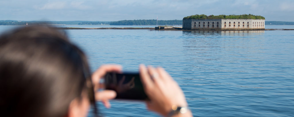 Snapping a Photo of Fort Gorges from Sailboat, Photo Credit: Kirsten Alana Snapping a Photo of Fort Gorges from Sailboat, Photo Credit: Kirsten Alana