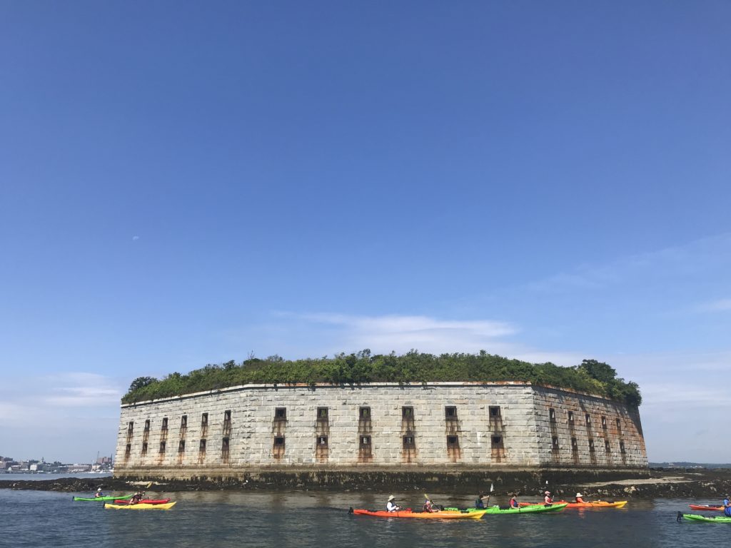 Kayakers in Front of Fort Gorges Military Fort, Photo Courtesy of GLP Films Kayakers in Front of Fort Gorges Military Fort, Photo Courtesy of GLP Films