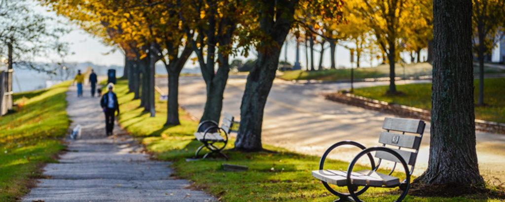 Eastern Promenade Walk with Bench in Fall, Photo Credit: Corey Templeton Eastern Promenade Walk with Bench in Fall, Photo Credit: Corey Templeton