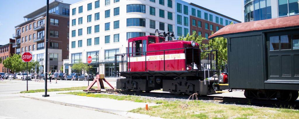 Maine Narrow Gauge in front of Ocean Gateway. Photo Credit: Capshore Photography Maine Narrow Gauge in front of Ocean Gateway. Photo Credit: Capshore Photography