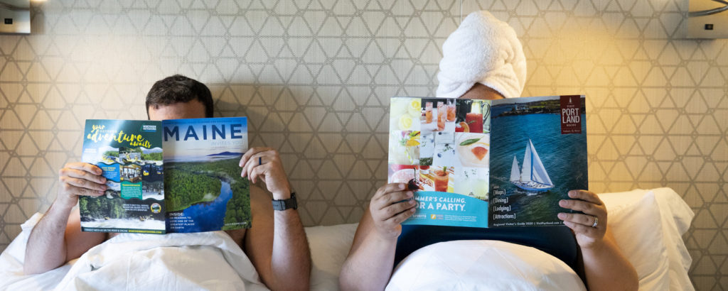 Amy + Dan at Hotel with Magazines, Photo Credit: Capshore Photography Amy + Dan at Hotel with Magazines, Photo Credit: Capshore Photography