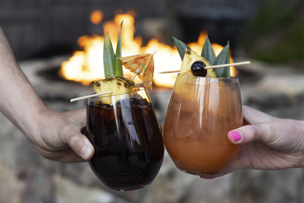 Mixed drinks in front of a fire, Photo Credit: Justin Smulski Mixed drinks in front of a fire, Photo Credit: Justin Smulski