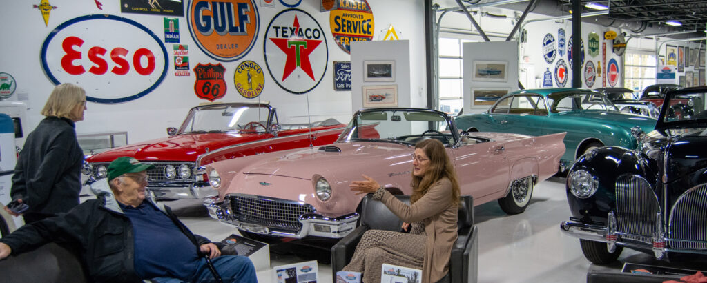 People sitting at Maine Classic Car Museum, Photo Credit: Lauren Peters at Visit Portland People sitting at Maine Classic Car Museum, Photo Credit: Lauren Peters at Visit Portland