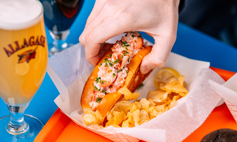 Lobster Roll at the Allagash brewery; Photos by Mat Trogner c/o Allagash Brewing Co. Lobster Roll at the Allagash brewery; Photos by Mat Trogner c/o Allagash Brewing Co.